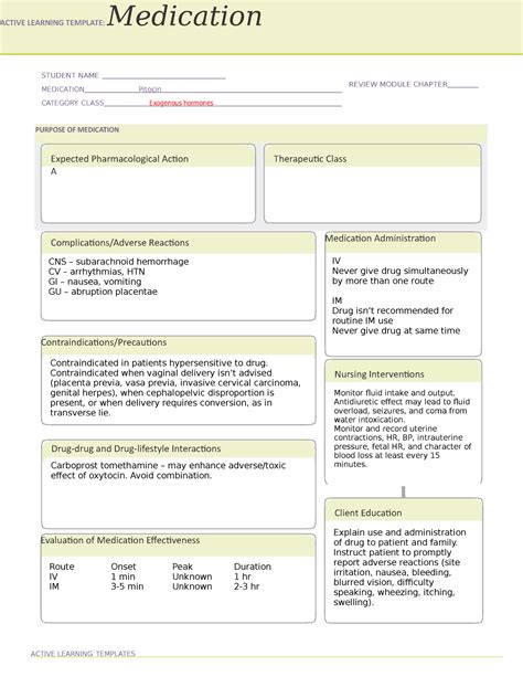 Oxytocin Active Learning Template