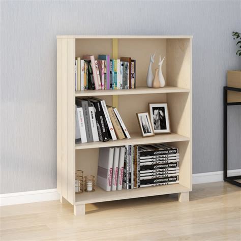 Madesh Wooden Bookcase With 3 Shelves In Honey Brown Furniture In Fashion