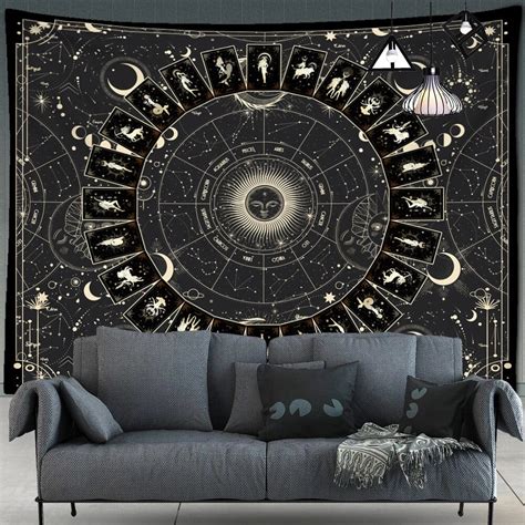 Mandala Tarot Tapestry Wall Hanging Boho Zodiac Star Plate Sun And Moon