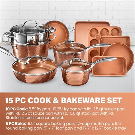 15 Piece Gotham Steel Hammered Cookware Set