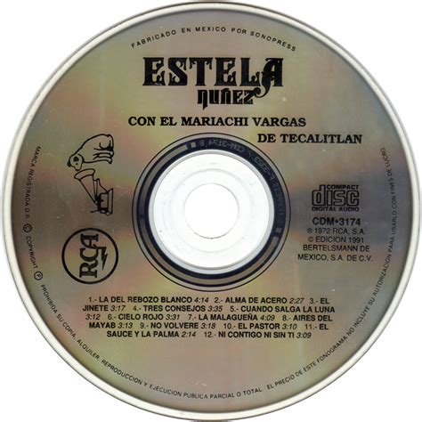 Car Tula Cd De Estela Nu Ez Con El Mariachi Vargas De Tecalitlan