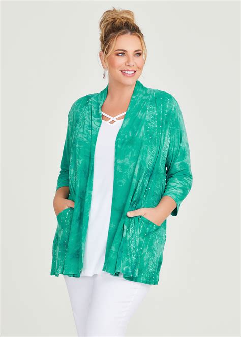 Shop Plus Size Sequin Tie Dye Cardigan In Green Taking Shape Au