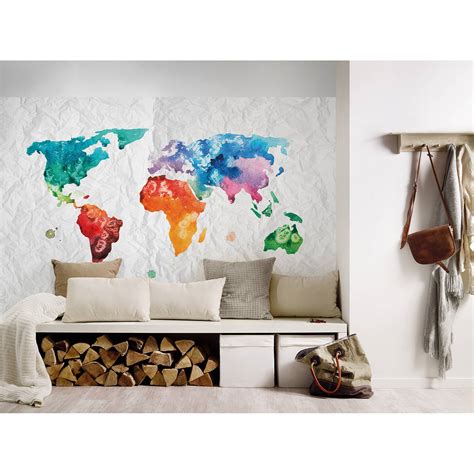 Livingwalls Papier Peint Photo Designwalls Carte Du Monde Multicolore