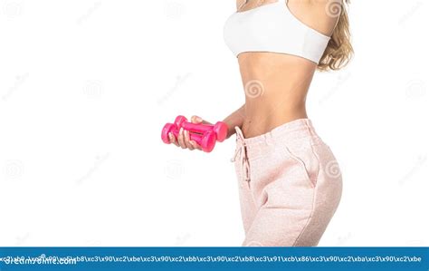 Muscular Woman Workout With Dumbbells Fitness Woman Doing Exercises