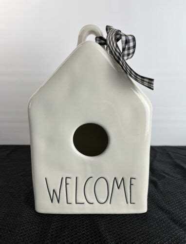 Rae Dunn Welcome Birdhouse Ivory W Black Lettering Ceramic Nwt