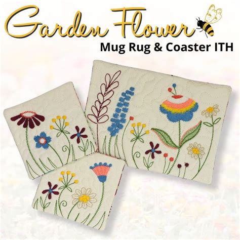 Garden Flower Mug Rug And Coasters In The Hoop Sookie Sews