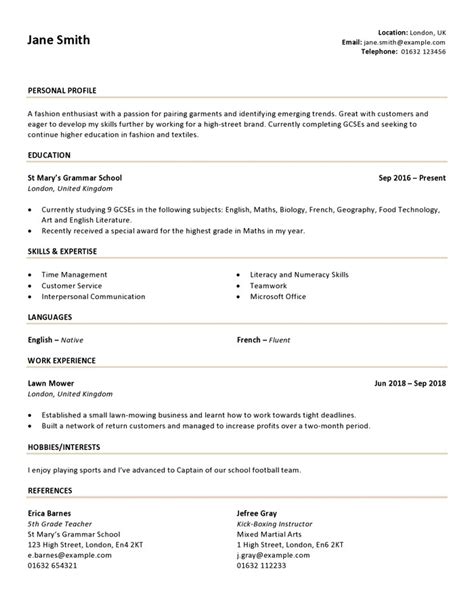 How To Write A Cv As A Teenager With Examples