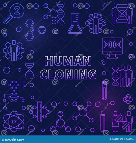 Vector Human Cloning Colorful Outline Frame Or Illustration Stock