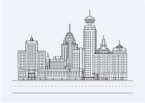 Premium Vector | Vector Cityscape Line Drawing and Architecture Outline ...