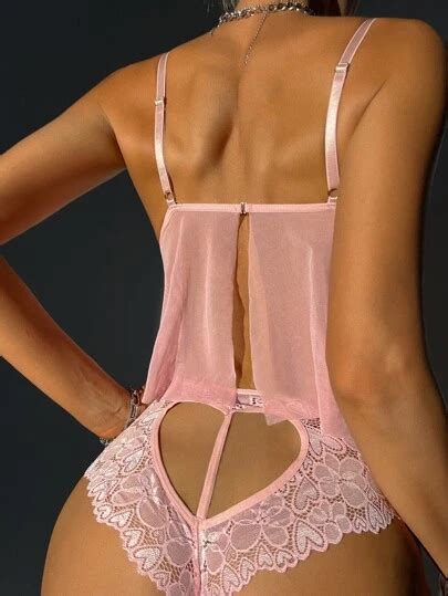 Conjunto de lingerie Renda de contraste Gravata borboleta Oco para trás