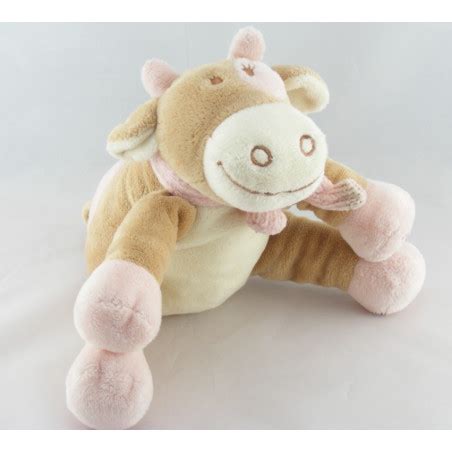 doudou vache Lola Rosalie écharpe rose NOUKIE S