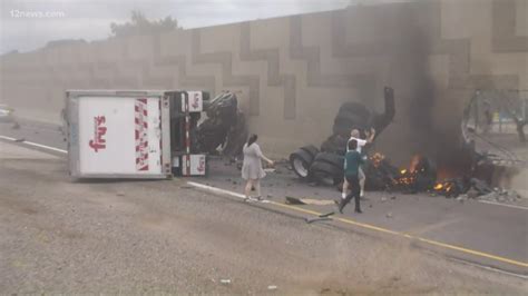 Witnesses Rush To Help After Fiery Freeway Crash In Arizona