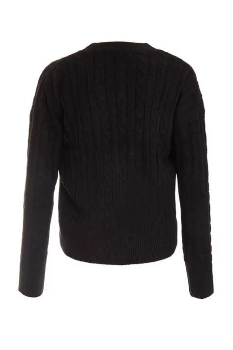 Black Cable Knit Cardigan Quiz Clothing