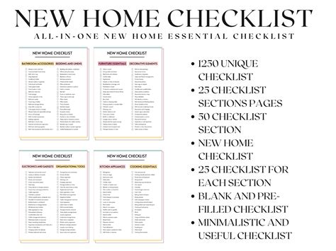 New Home Essentials Checklist, New Home Checklist, Home Checklist, Home ...