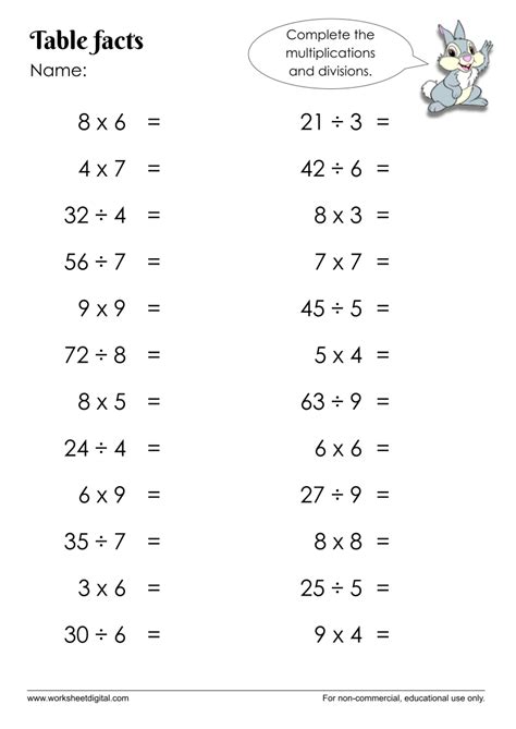 Multiplication Division Sums Worksheet Digital