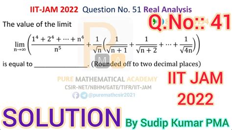 Iit Jam 2022 Maths Solution Real Analysis Qno 41 Riemann Sum