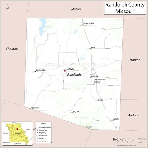 Map Of Randolph County Missouri Showing Cities Highways Important