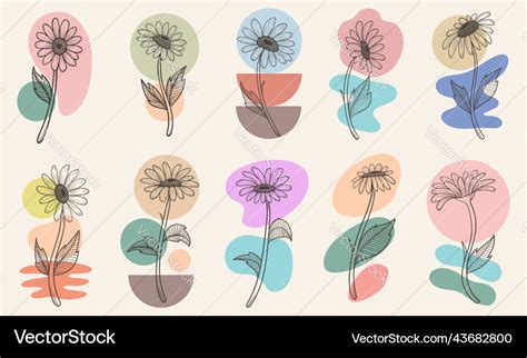 Flower boho aesthetic elements collection Vector Image