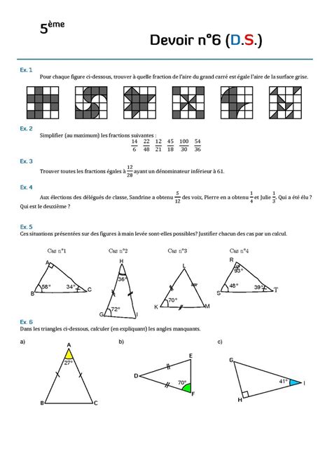 devoir maison de math 5eme symétrie centrale PDF Cours Exercices Examens