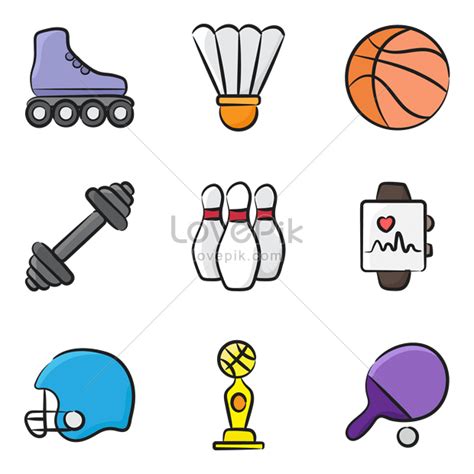 Outdoor Sports Doodle Icons PNG Transparent And Clipart Image For Free ...