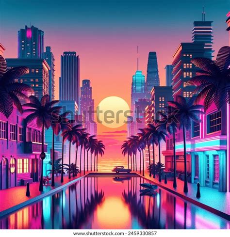 Neon Tropical Lights Miami Vice Style AI-generated image 2459330857 ...