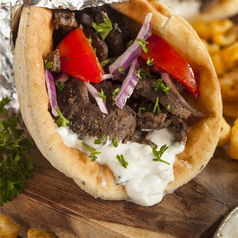 Gyro Beef Brisket Sandwich with Lemon-Feta Tzatziki