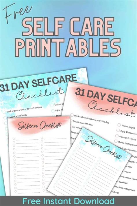 Self Care Printable Pdf The Peculiar Green Rose