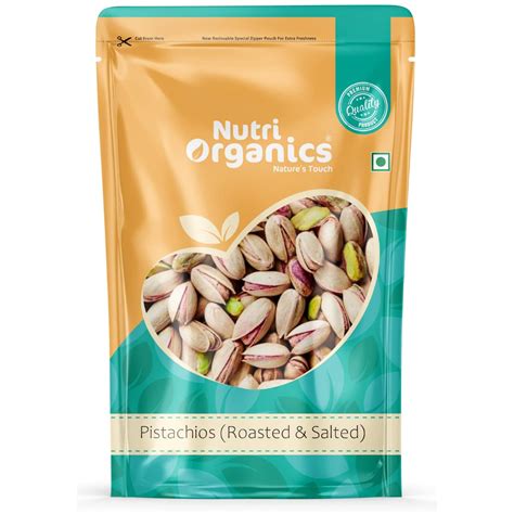 NutriOrganics Pista Dry Fruits Roasted And Salted Pistachio 500g