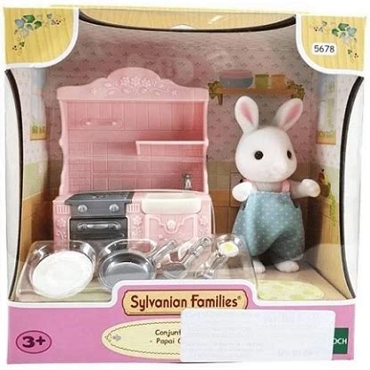 Bonecas Sylvanian Families Conjunto Cozinha E Papai Coelho Neve