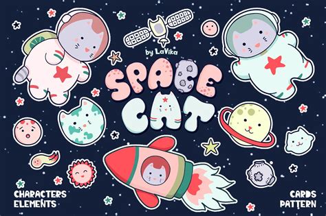 Space Cat Cute Characters Illustrations Creative Market