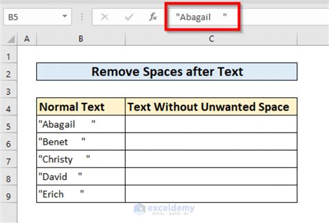 How To Remove Space In Excel After Text Quick Ways Exceldemy