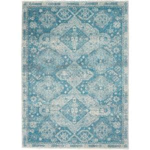 Nourison Tranquil Ivory Light Blue Ft X Ft Floral Modern Area Rug