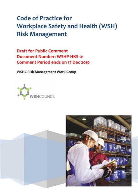 Code Of Practice For Workplace Safety And Health Wsh Risk Management