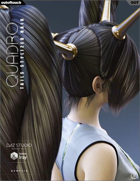 Quadro Tails Stylized Hair For Genesis 3 Females 3d Models For Daz