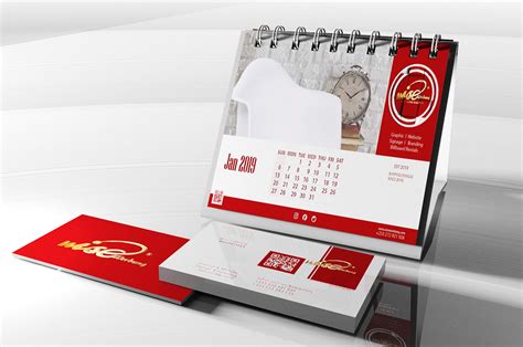 Calendar with business card modelling design on Behance