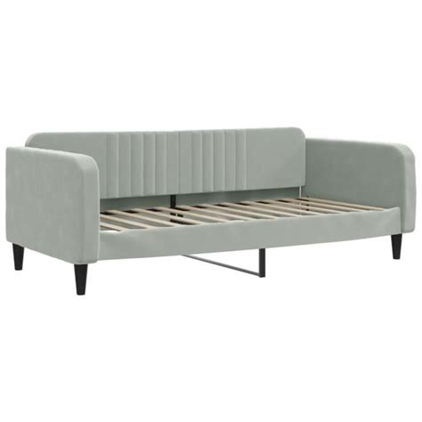 Lit De Repos Gris Clair 90x200 Cm Velours Mothinessto YY09704