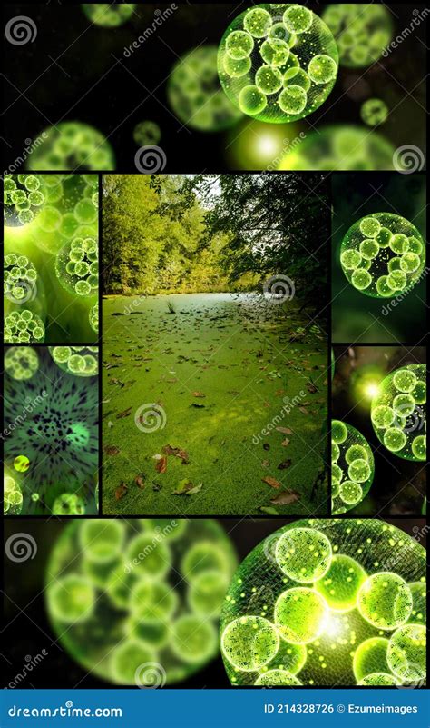 Collage Algae Cells 3d Illustration Stock Illustration Illustration