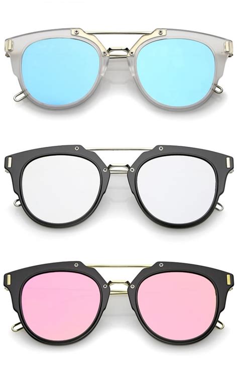 Modern Minimal Wire Temple Metal Nose Bridge Colored Mirror Lens Pantos