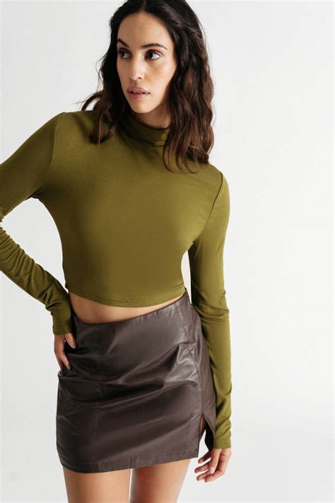 Campfire Cozy Olive Long Sleeve Turtleneck Crop Top 17 Tobi Us