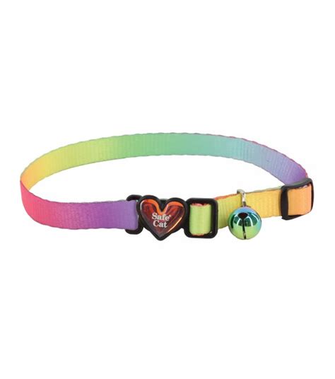 Safe Cat 38 Pastel Rainbow Heartbreaker Adjustable Cat Collar With