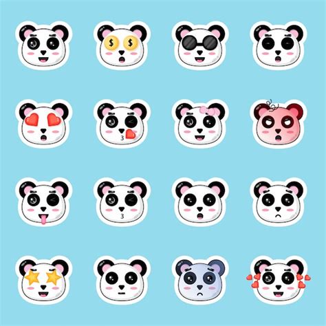 Premium Vector | Cute panda stickers set