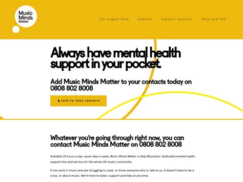 Music Minds Matter UK Music Mental Health Support Line