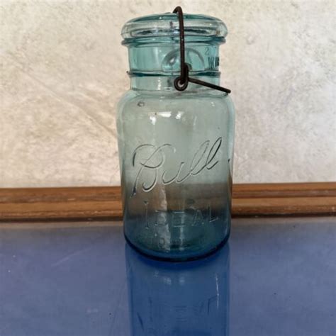 VINTAGE BALL IDEAL MASON JAR PATD JULY 14 1908 BLUE QUART MOLD 3 Barn