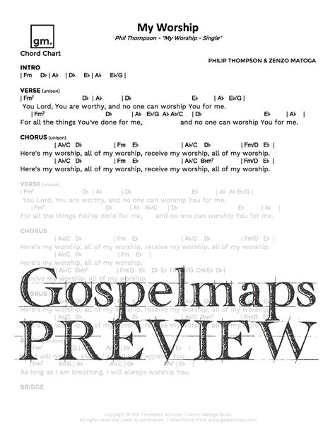 My Worship; Phil Thompson | Chord Chart [preview] | Gospelmaps | Rhythm ...