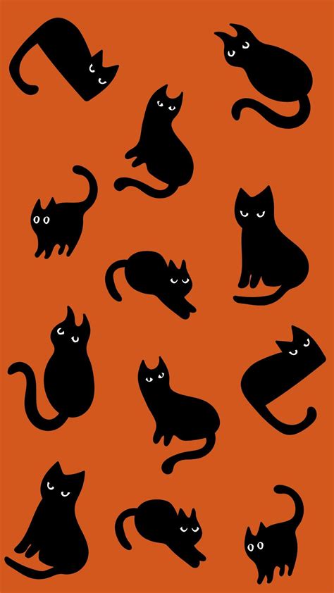 Free Halloween cat wallpaper background. Printable Halloween poster. | Sfondi