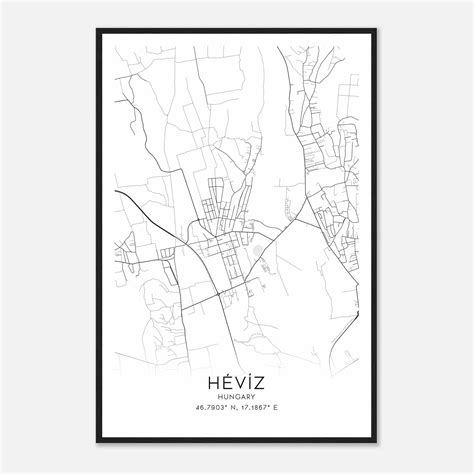 Heviz Hungary Map Poster, Heviz City Road Wall Art Print - Custom Maps ...