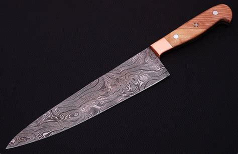 |NB KNIVES| CUSTOM HANDMADE DAMASCUS STEEL CHEF KNIFE WITH LEATHER SHE – NB CUTLERY LTD