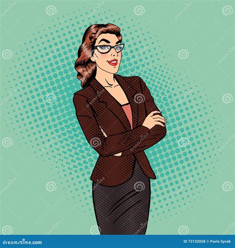 Confident Business Woman Smiling Female Manager Pop Art Stock Vector Illustration Of Beauty