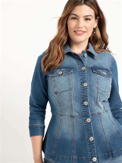 Eloquii Elements Plus Size Denim Peplum Jacket