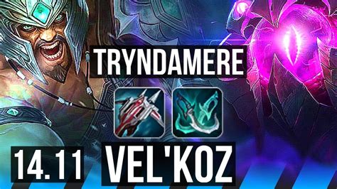 TRYNDAMERE Vs VEL KOZ MID 6 Solo Kills 1300 Games 10 3 7 EUW